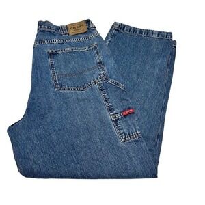 CHAPS DENIM Carpenter Jeans Mens 36x32 Blue Cotton Relaxed Fit Workwear